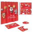 thumbnail image 2 of HomeKingdee 4 Pcs Merry Christmas Shower Curtain Sets with Non-Slip Bathroom Rugs, Lid Toilet Cover, Bath Mat, Shower Curtain Christmas Bathroom Decor, 2 of 4