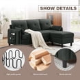 thumbnail image 3 of Jarenie Convertible Sectional Sofa, Small L Shaped 3-Seat Couch with Reversible Chaise, Modern Linen Sofas Couches for Living Room, Apartment and Small Space, 3 of 7