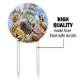 thumbnail image 6 of Acrylic Leaning Tower Pisa Italy Selfie Giraffe Zebra Lion Rhino Cake Topper Party Decoration for Wedding Anniversary Birthday Graduation, 6 of 7