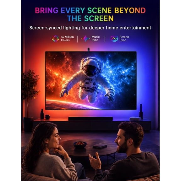 Upgraded TV LED Backlight with Sensor, LED Sync Lights for TV 55-65 Inch