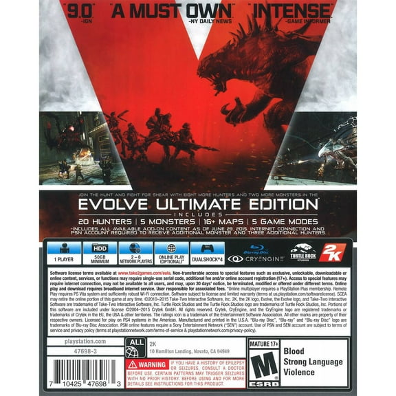 Evolve Ultimate Edition, Take 2, PlayStation 4, 710425476983