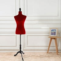 Zimtown Red Female Adjustable Torso Mannequin Premium Women Dress Form Display W/ Wooden Tripod Stand