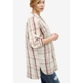 thumbnail image 2 of Ellos Women's Plus Size Striped Henley Tunic Oversized Long Top Wear with Leggings, 2 of 6