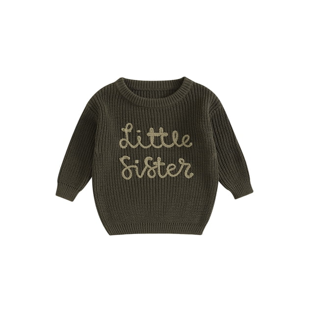 Faithtur Baby Girl Christmas Sweaters Cute Long Sleeve Letter Embroidery Knit Pullover Infant Tops