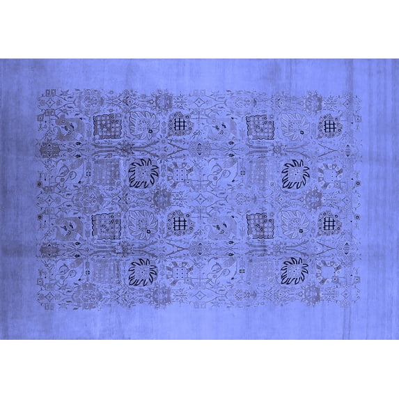 Ahgly Company Machine Washable Indoor Rectangle Oriental Blue Industrial Area Rugs, 5' x 7'