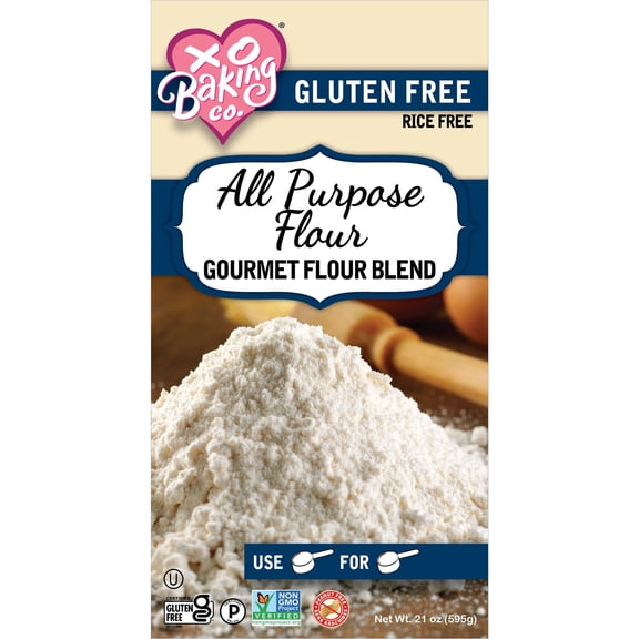 XO Baking Co. Gluten Free All Purpose Flour - Gourmet Flour Blend; Non-GMO; Kosher; Rice and Peanut Free; Paleo Friendly; No Preservatives; No Artificial Flavors or Colors, 21oz