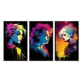 thumbnail image 2 of Designart "Neon Glamour Retro Diva Woman Portrait IV" Woman Pop Art Wall Art Set Of 3 - Glam Pink Canvas Set For Living Room Decor, 2 of 6