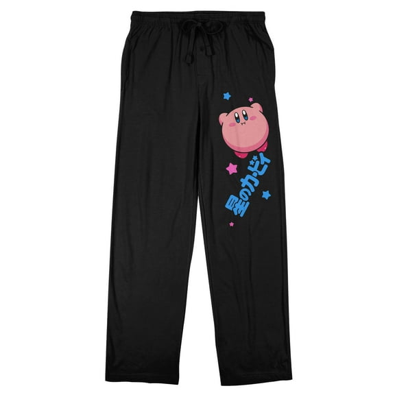 Kirby Floating Character Men's Black Sleep Pajama Pants-XL