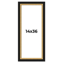 14x36 Frame Gold Real Wood Picture Frame Width 2.25 Inches | Interior Frame Depth 0.5 Inches |