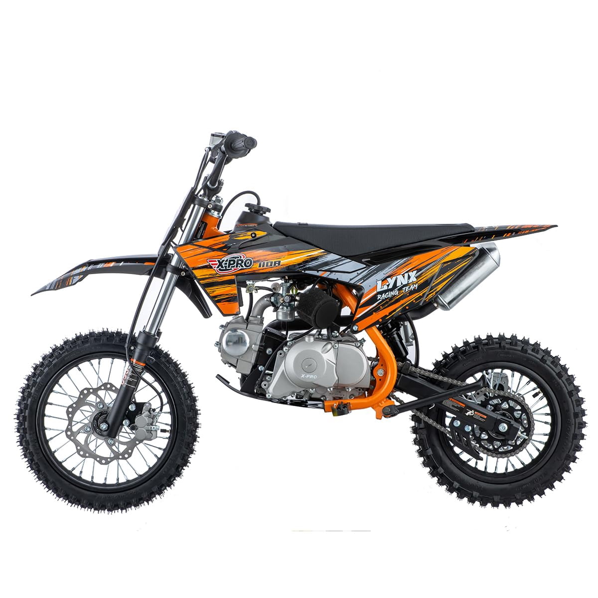 X-Pro Brand New Lynx 110cc Dirt Bike with Automatic Transmission, Electric Start, 14"/12" Tires!