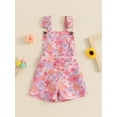 thumbnail image 5 of Yunliwuli Little Girl Sleeveless Overalls Shorts Daisy/Sunflower Butterfly Print Pocket Front Suspender Jumpsuit for Summer, 5 of 10