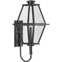 Progress Lighting Bradshaw 1-Light Outdoor Wall Lantern, Textured Black, Clear Glass