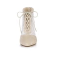 thumbnail image 6 of BLISSFUL STEP Women Mesh Lace Up Stiletto Heels Ankle Boots Beige 7.5, 6 of 6