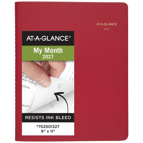 AT-A-GLANCE 2027 15-Month Monthly Planner Red Large 9 x 11 - Monthly Planners