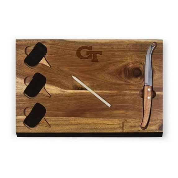 Georgia Tech Yellow Jackets - Delio Acacia Bamboo Cheese Board & Tools Set