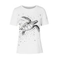 thumbnail image 4 of Tops de Ajuste Suelto para las Mujeres Sudadera Casual Impresa Manga Corta Cuello Redondo Superior, Poliéster, 4 of 4