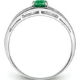 thumbnail image 2 of Sterling Silver Rhodium Plated Emerald Ring (Size 8) Made In India qr4503e-8, 2 of 5