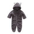 thumbnail image 2 of XEOVHV Clearance Toddler Baby Boys Girls Color Plush Cute Bear Ears Winter Keep Warm Jumpsuit Romper,12Months, 2 of 9