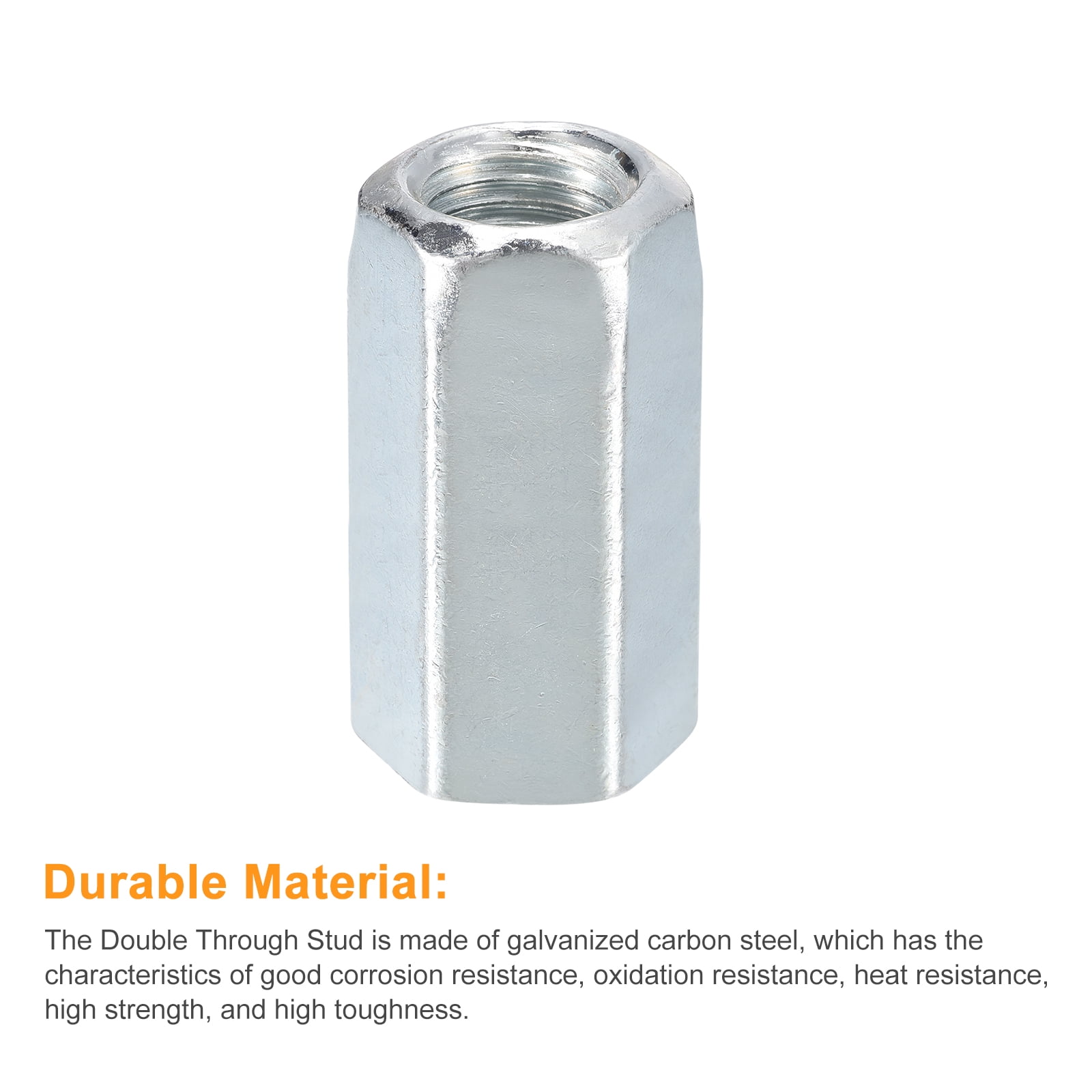 3pcs M20x30x60mm Coupling Nuts - Galvanized Carbon Steel Hex Threaded Rod Coupler for Furniture, Electronic, Industrial