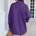 thumbnail image 4 of JNGSA Women's Classic-Fit Button-Down Shirts Loose Lapel Long-Sleeve Shirts Solid Color Business Casual Dressy Blouse Purple M, 4 of 4