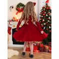 thumbnail image 4 of Valcatch Toddler Girl Velvet Long Sleeve Swing Dress with Hairband Christmas Outfit for 2-7 Years (Spring/Fall/Winter), 4 of 10