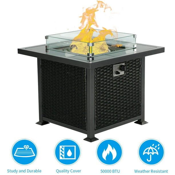 Erommy 32 Inch Outdoor Propane Fire Pit Table 50 000 Btu Gas Fire Pit