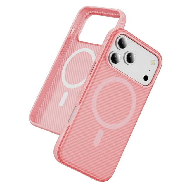 Compatible with Apple iPhone 17 Pro Max, carbon fiber magnetic phone case, iPhone 16 wireless charging, drop-proof protective case