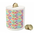 thumbnail image 3 of Paisley Piggy Bank, Modern Teardrop Shaped Striped Oriental Pattern with Flowers and Leaves Art, Ceramic Coin Bank Money Box for Cash Saving, 3.6" X 3.2", Multicolor, by Ambesonne, 3 of 4