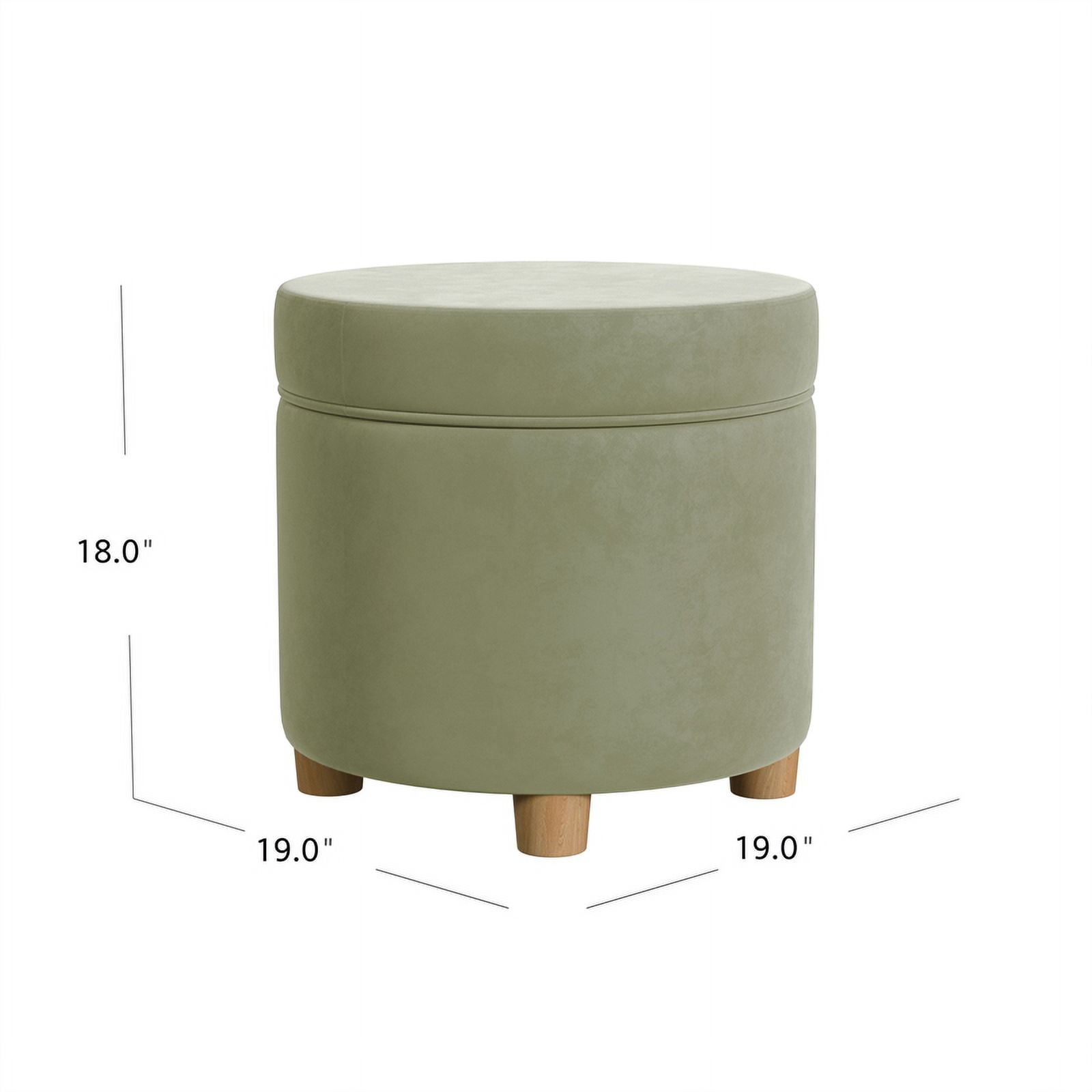 HomePop Round Storage Ottoman, Light Sage Green Velvet