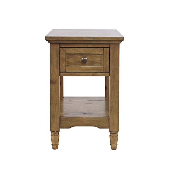 Jofran Brentwood Modern Transitional Chairside End Table with Drawer and Storage Shelf