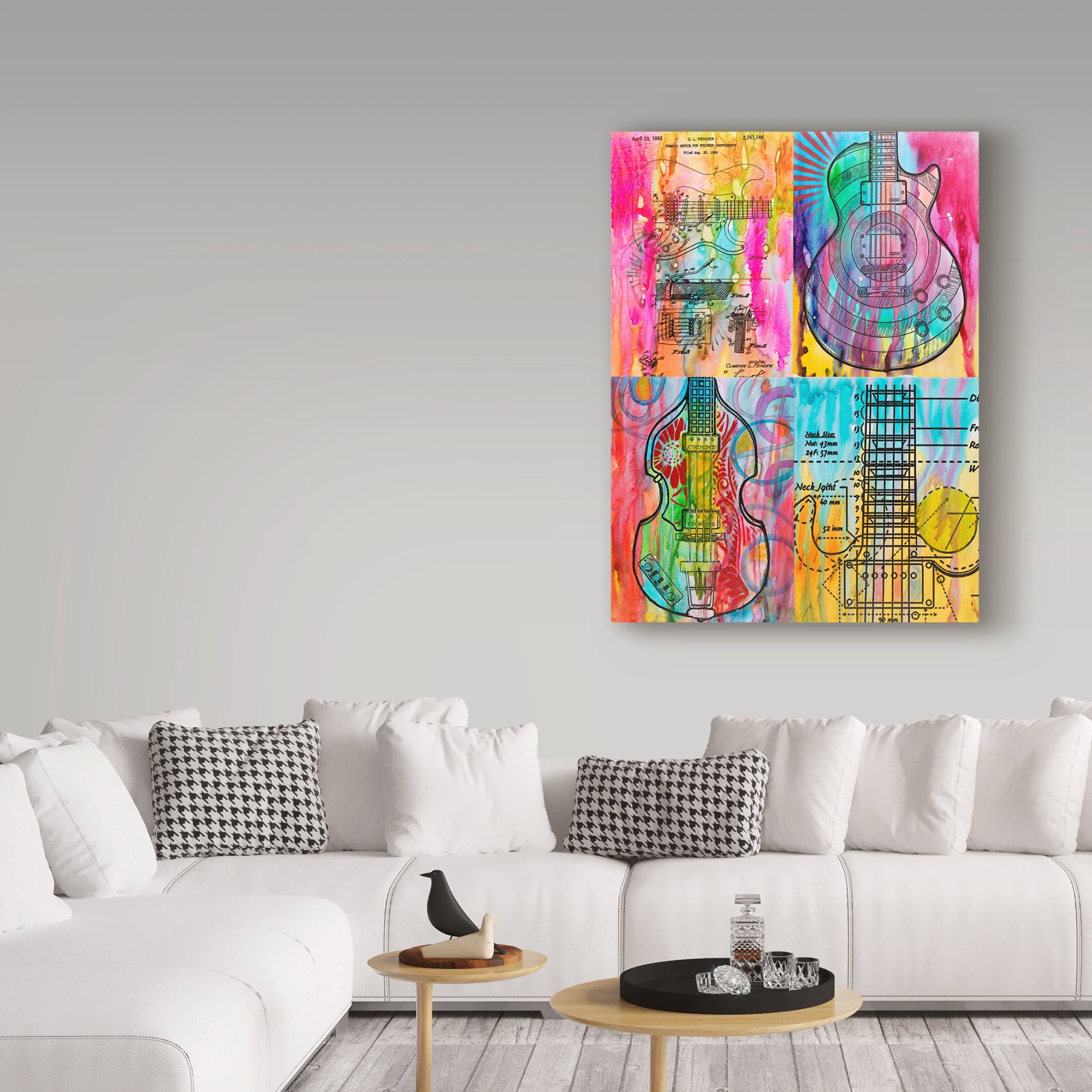 Trademark Fine Art 'Four Guitars' Canvas Art by Dean Russo