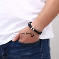 thumbnail image 2 of Personalized Mens Braided Genuine Leather Bracelet Stainless Steel Custom Beads Name Charm Bracelet For Men With Family Names, 2 of 10