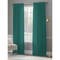 thumbnail image 4 of Dark Green Sheer Curtains 108 Inch Length 2 Panels Set for Living Room/Bedroom, Modern Pure Dark Green Semi Curtain Sheers Drapes Rod Pocket Curtains Window Treatment Set 52''x108''x2, 4 of 7