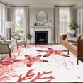 thumbnail image 2 of Red Sea Stars Large Area Rugs 5x8 ft Watercolor Ocean Red Coral Star Fish Washable Rug Non Slip Indoor Carpet Absorbent Floor Mat for Living Room Bedroom Dining Room, 2 of 9