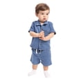 thumbnail image 2 of Wonder Nation Baby Boys Short Sleeve Collared Button Top and Matching Shorts Set, Sizes 0/2M-24M, 2 of 6