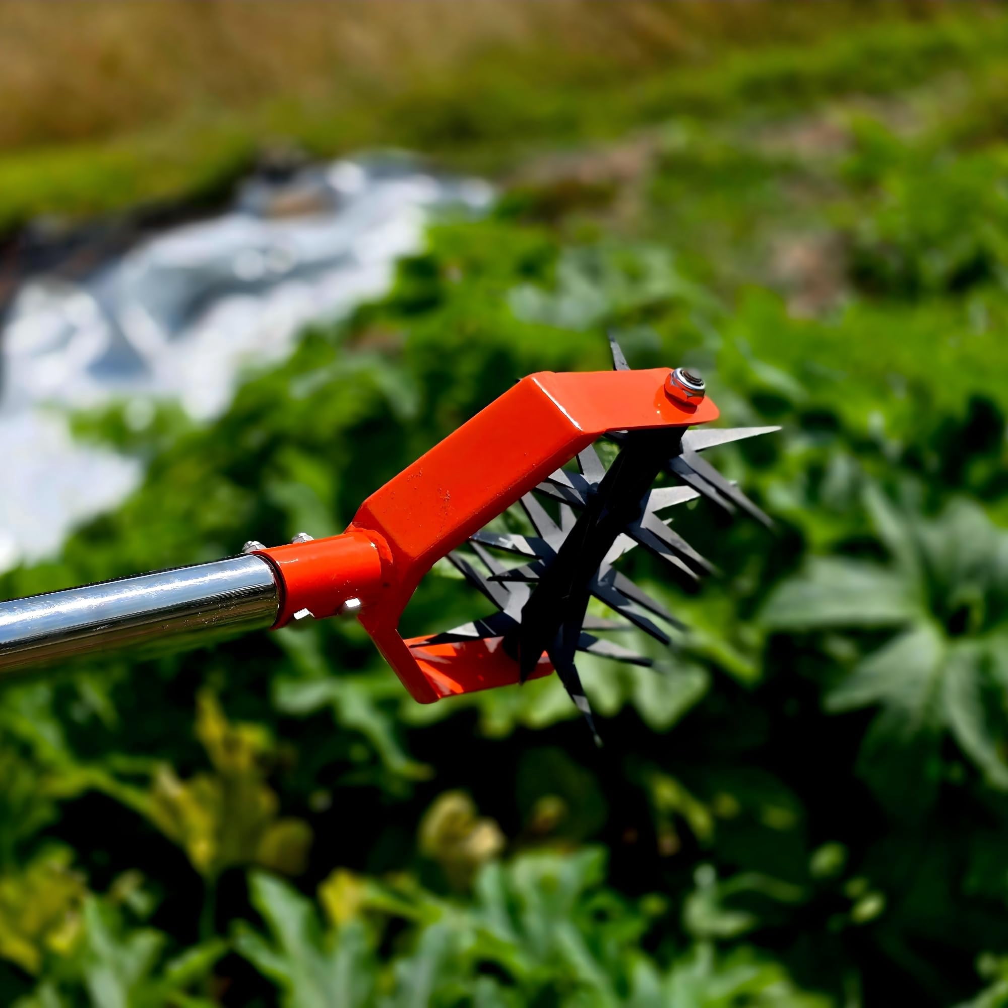 67-inch Garden Cultivator With Tempered Spring Steel Tines  Adjustable Stainless Handle Manual Rotary Design For Soil Loosening