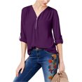thumbnail image 1 of INC Blusa de punto utilitario de medios mixtos para mujer, púrpura, grande, 1 of 1