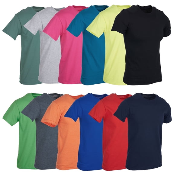 SOCKS'NBULK 12 Pack Mens Cotton Crew Neck Regular T-Shirts Bulk Short Sleeve Lightweight Tees Mix Colors, Size (Mix Color, X-Large)