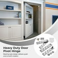 thumbnail image 3 of 2 PCS Door Pivot Hinges, Heavy Duty Pivot Hinge, Stainless Steel Hidden Door Hinges, Murphy Door Hinge for Bookshelf Secret Door, Bearing Design, Silent & Smooth Rotation, 3 of 6