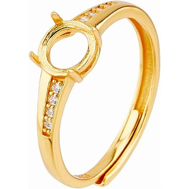 Anillos de garra de plata de ley 925, base de anillo de circonita cúbica ajustable, engastes de anillo de 4 puntas, componentes de anillos de dedo dorados.