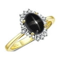 thumbnail image 3 of RYLOS Rings for Women 14K Yellow Gold Ring with 7X5MM Oval Gemstone &  Sparkling Diamonds Black Star Sapphire Jewelry Size 8, 3 of 7