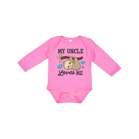 

Inktastic My Uncle Loves Me with Sloth and Hearts Gift Baby Boy or Baby Girl Long Sleeve Bodysuit