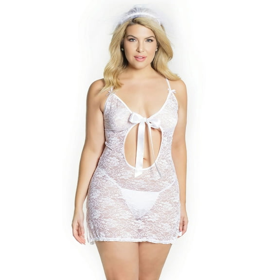 Coquette Plus Size Make Love Bow Chemise Set