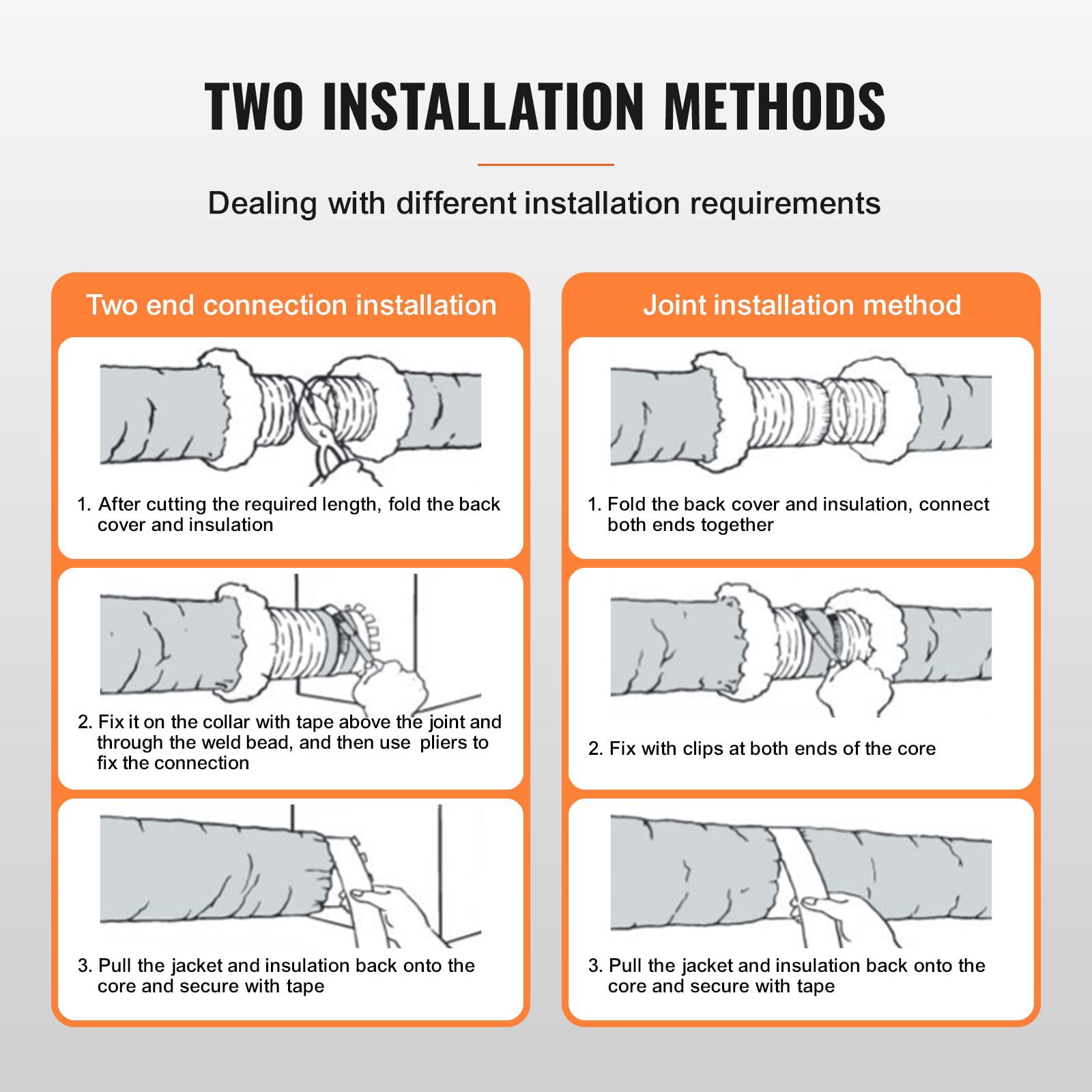 Dryer Vent Hose 6'' Insulated Flexible Duct 25FT Long With 2 Duct Clamps, Aluminum, 3-Layer Tough, Efficient Insulation, for home garage workshop dryer and utility ventilation use, easy to use