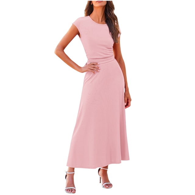 JHLZHS Robe Portefeuille Ensemble 2 Pcs d'Été pour Femmes Robe Décontractée Tricotée Manches Courtes Crop Top Taille Haute Jupe Midi Ensemble Robe d'Invité de Mariage Printemps Robes Rouges pour Femmes
