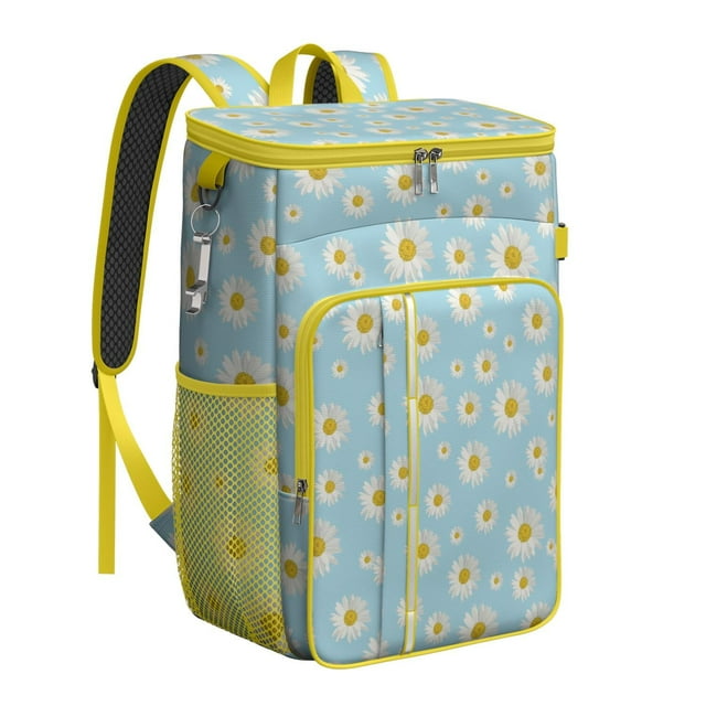 Daisy and Butterfly Aesthetic Insulated Backpack Cooler - 20L Leakproof Soft Cooler Bag for Summer Adventures