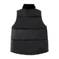 thumbnail image 7 of Padded Puffer Vest Womens Loose Full Zipper Sleeveless Quilted Jackets Fleece Collar Winter Warm Outerwear Coat Black, L, 7 of 7