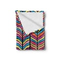 thumbnail image 2 of Abstract Soft Flannel Fleece Blanket, Watercolor Style Colorful Rainbow Leaf Like Modern Design with Black Lines Arwork, Cozy Plush for Indoor and Outdoor Use, 60" x 80", Multicolor, by Ambesonne, 2 of 6