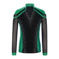 thumbnail image 3 of RUNQHUI Kids Boys Shiny Rhinestone Long Sleeve Figure Ice Skating Top Tees Performance Competition T-Shirts Green 16, 3 of 5