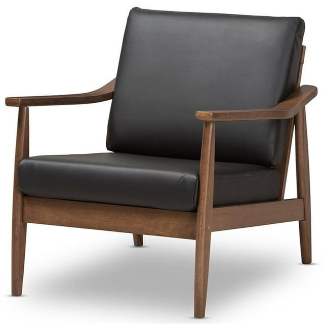 Baxton Studio Venza Fauteuil d'Appoint à Accoudoirs en Similicuir Noir et Brun